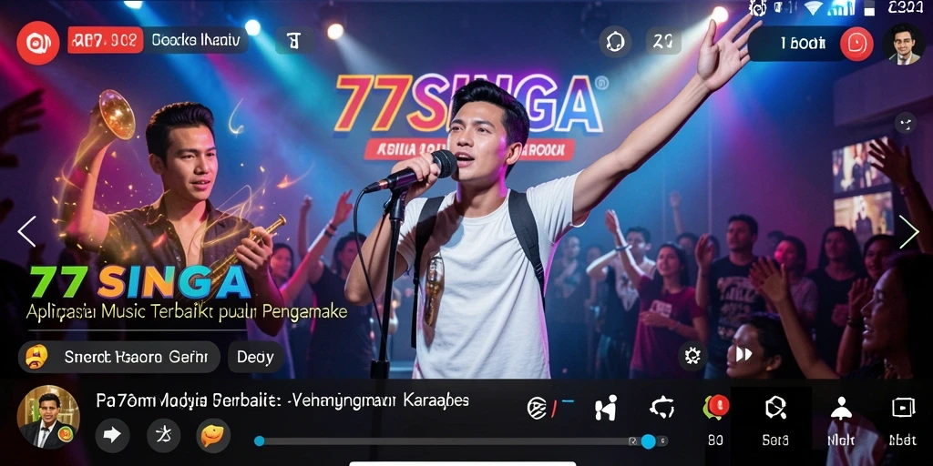 Screenshot gameplay 77SINGA menampilkan fitur karaoke yang interaktif.