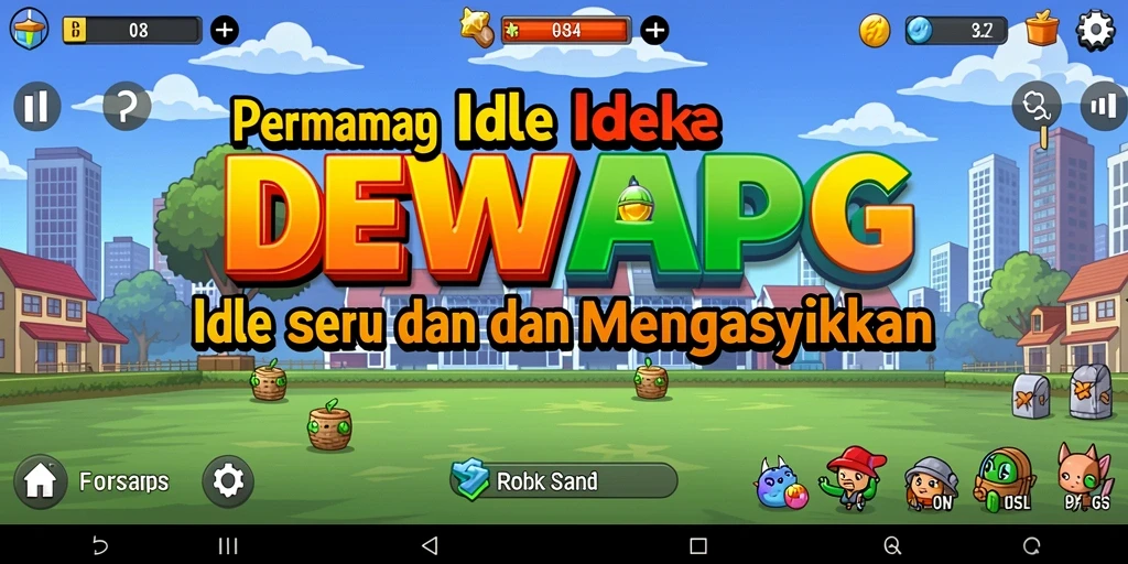 Screenshot DEWAPG menampilkan karakter dan aksi permainan Idle yang menarik.