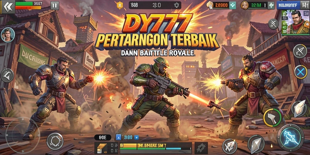 Gameplay seru di DY777 menunjukkan aksi Battle Royale yang intens.