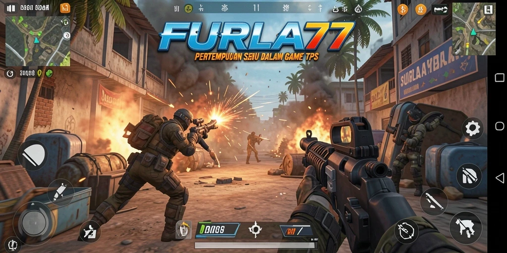 Screenshot FURLA77 menampilkan aksi pertempuran mendebarkan dalam TPS.