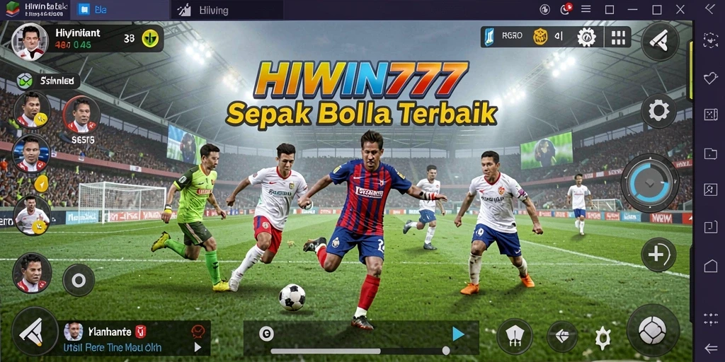 Tangkapan layar utama HIWIN777 menampilkan aksi menarik di lapangan sepak bola.