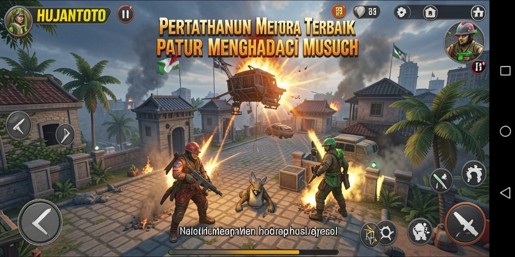 Tampilan gameplay HUJANTOTO yang menegangkan di Tower Defense.