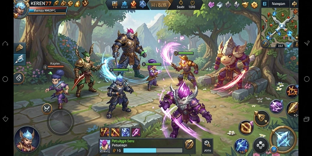 Tangkapan layar gameplay menunjukkan pertarungan epik di dunia <strong>KEREN77</strong>.