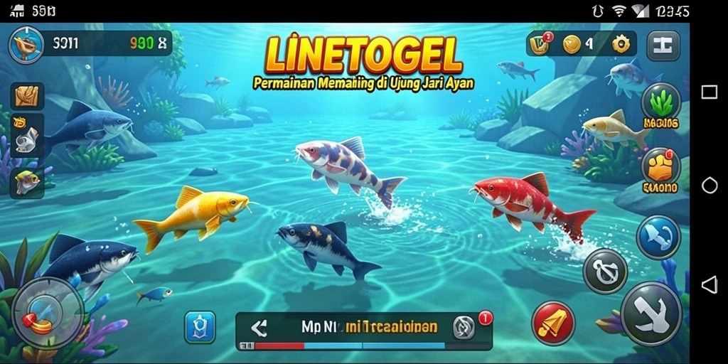 Tampilan gameplay LINETOGEL menampilkan aksi memancing yang mendebarkan.