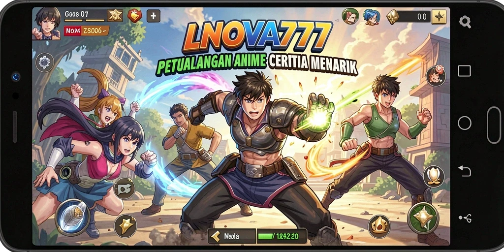 Screenshot gameplay LNOVA777 menampilkan aksi dinamis dalam dunia Anime.