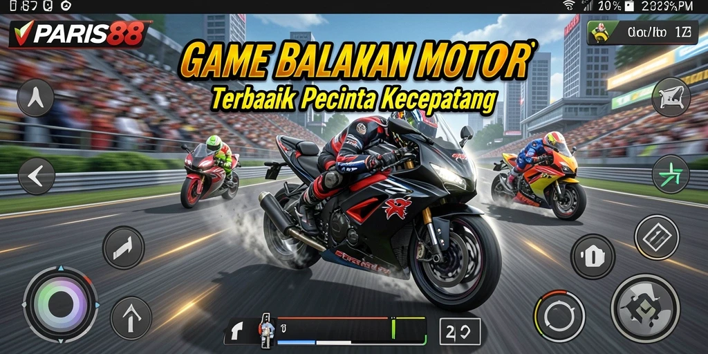 Tampilan gameplay aksi balapan motor yang mendebarkan di PARIS88.