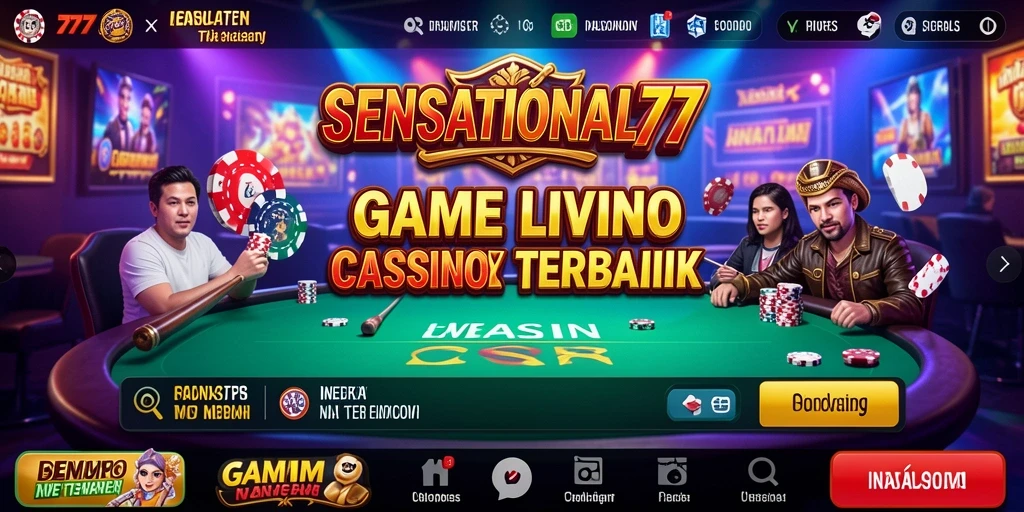 Screenshot utama SENSATIONAL77 menampilkan gameplay Live Casino yang mendebarkan.