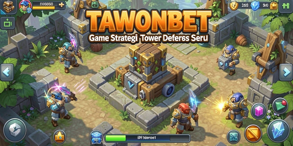 Tangkapan layar utama TAWONBET menampilkan aksi seru Tower Defense.
