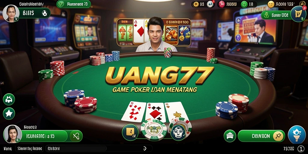 Tampilan gameplay UANG77 yang menegangkan saat bermain poker.
